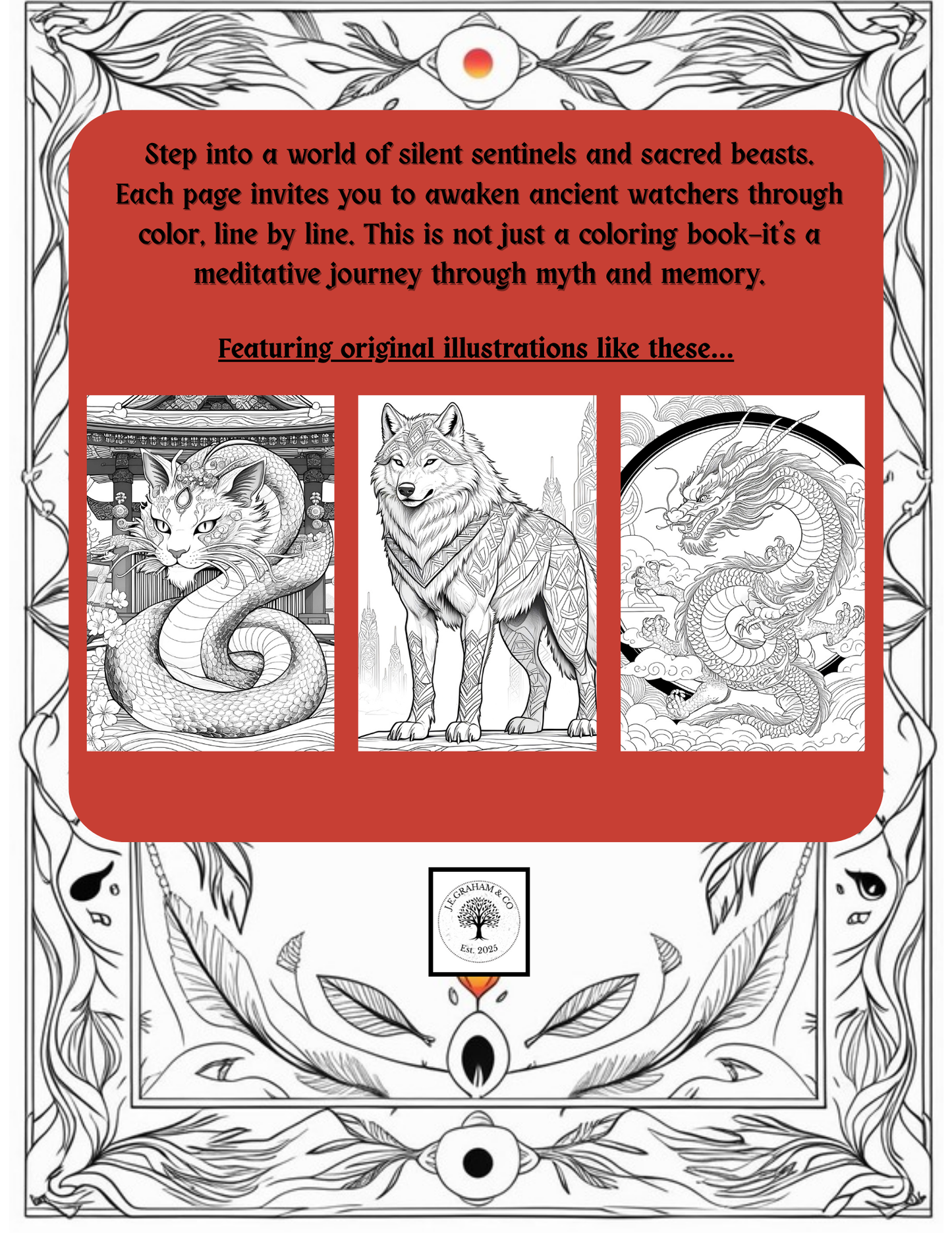 🐉 Eyes That Never Sleep – A Coloring Book of Ancient Watchers (Digital PDF Edition)