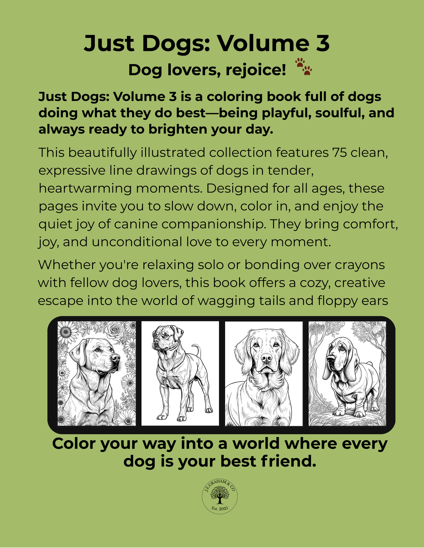 Just Dogs: A Coloring Book for Dog Lovers - Volume 3 (Digital PDF Edition)