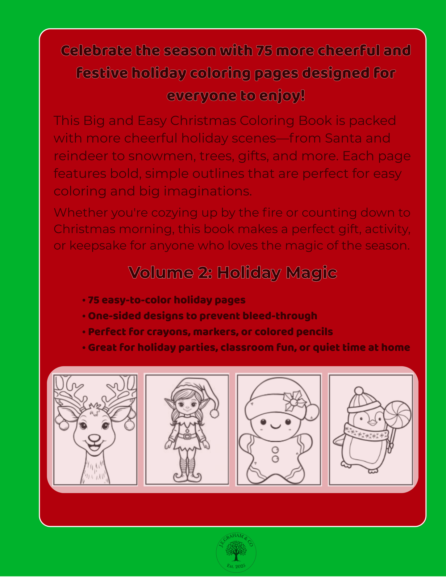 The Big and Easy Christmas Coloring Book: Volume 2 – Holiday Magic (Digital -PDF Edition)