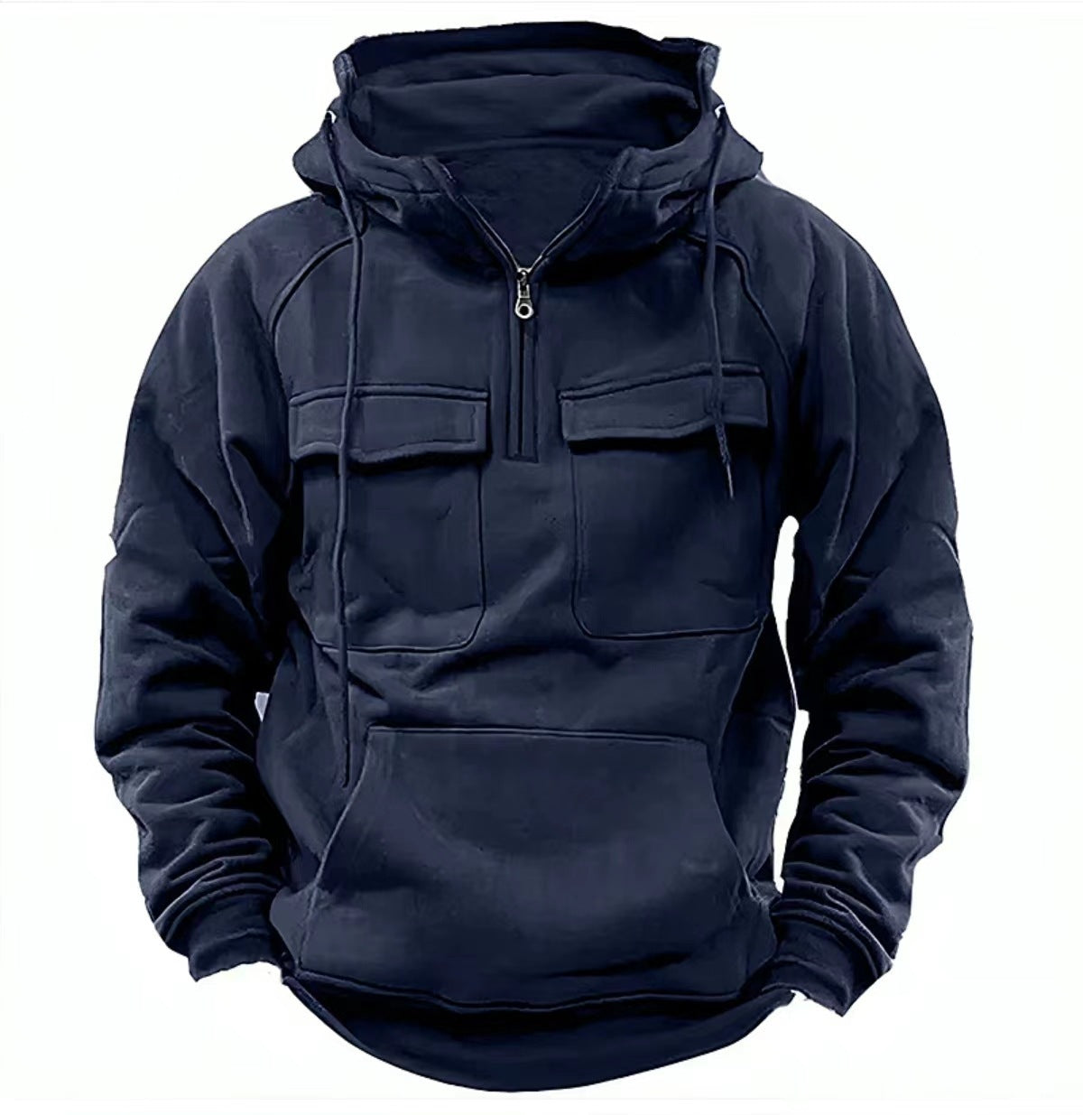 Men's Zip-Up Hoodie - Casual Drawstring Sweatshirt with Pocket