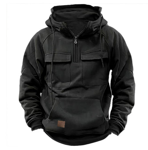 Men's Zip-Up Hoodie - Casual Drawstring Sweatshirt with Pocket