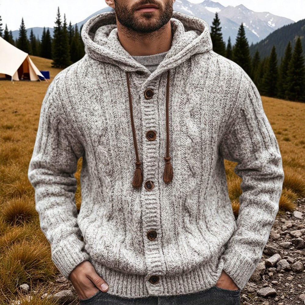 Men's Autumn Winter Knit Cardigan - Soft Textured Sweater