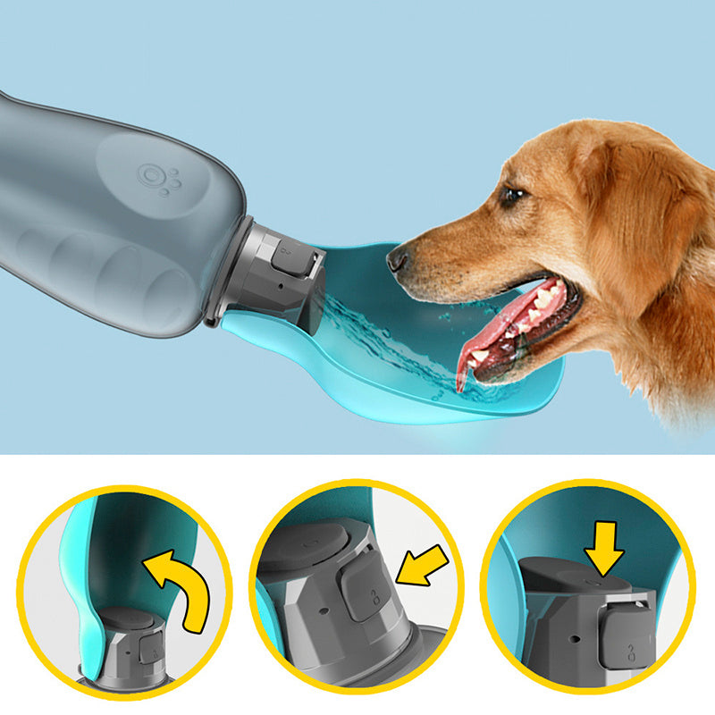 800ml Portable Dog Water Bottle with Foldable Bowl - Leak-Proof Pet Travel Bottle