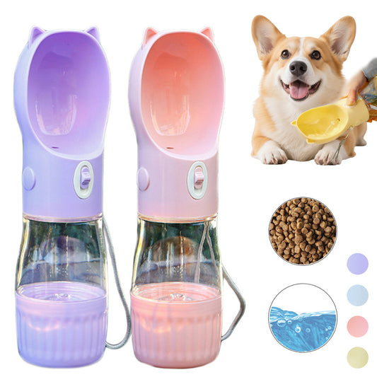 2-in-1 Portable Dog Water Bottle & Food Container - Travel Pet Feeder
