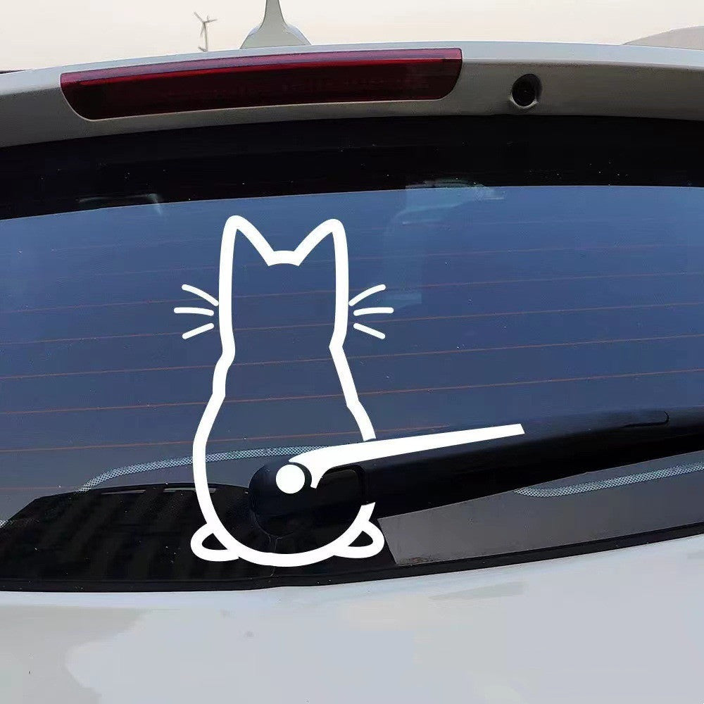 Animated Cat Wiper Sticker – Car Rear Window Decal (18×11cm)