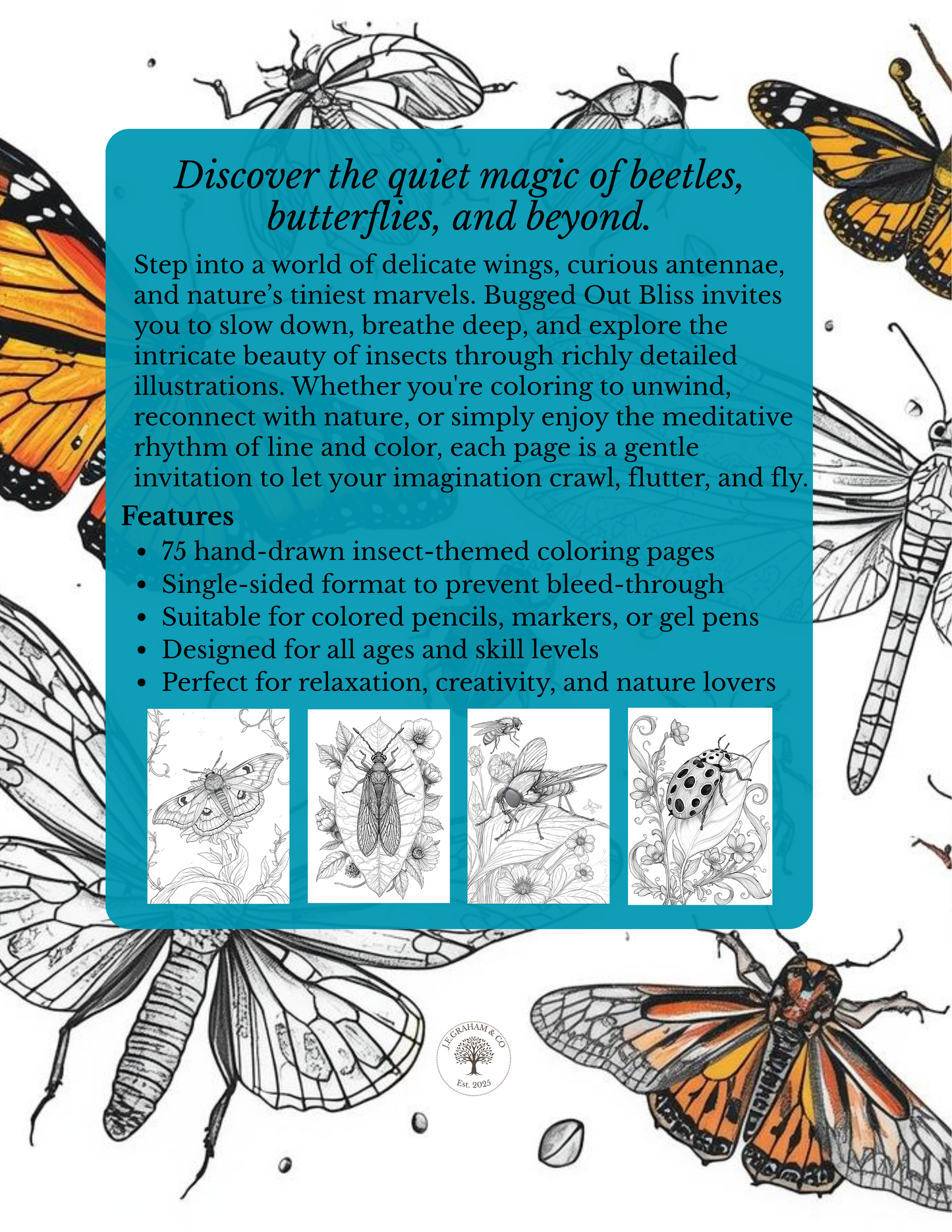 🪲🐞🦋Bugged Out Bliss: A Coloring Journey Through Nature’s Tiny Wonders (Digital PDF Edition) 🐜🐛🕷️