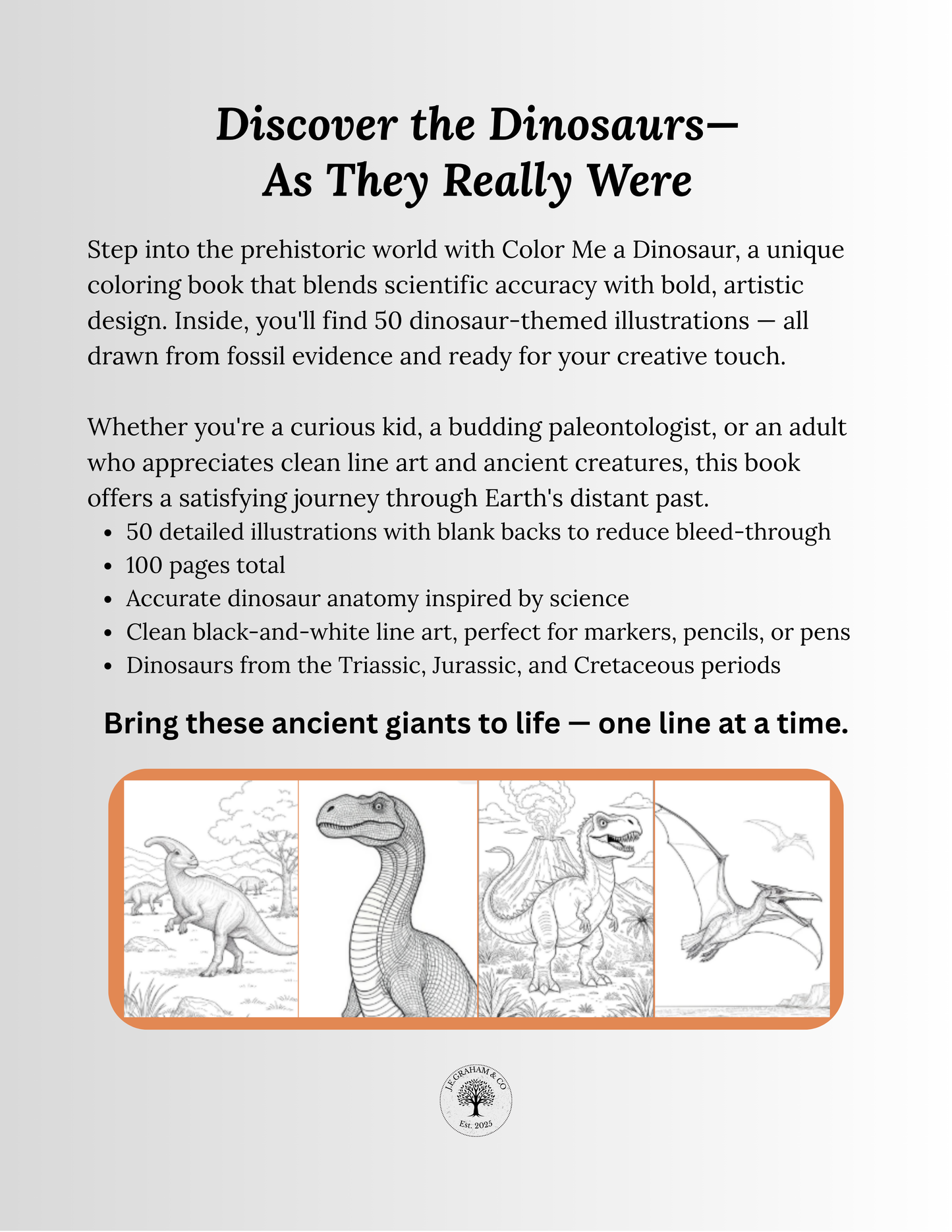 Color Me a Dinosaur: Drawn from Fossils, Inspired by Science (Digital PDF Edition)
