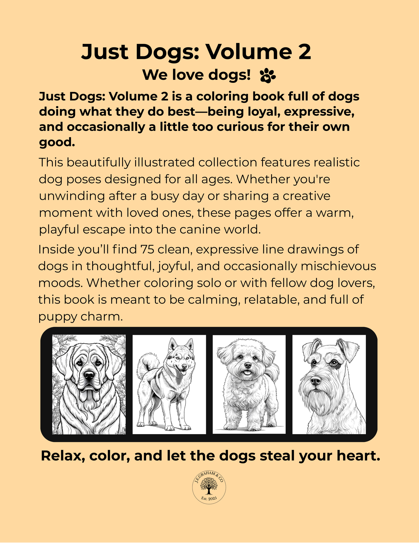 Just Dogs: A Coloring Book for Dog Lovers - Volume 2 (Digital PDF Edition)