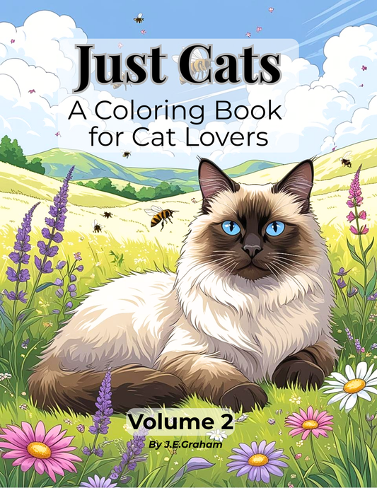Just Cats: Volume 2 – A Coloring Book for Cat Lovers (Digital PDF Edition)