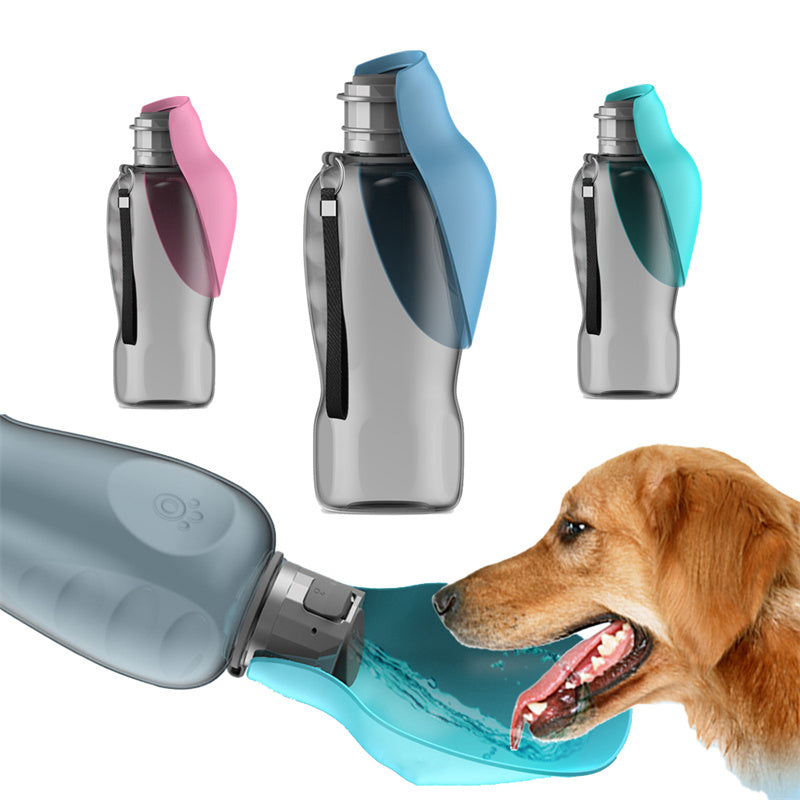 800ml Portable Dog Water Bottle with Foldable Bowl - Leak-Proof Pet Travel Bottle