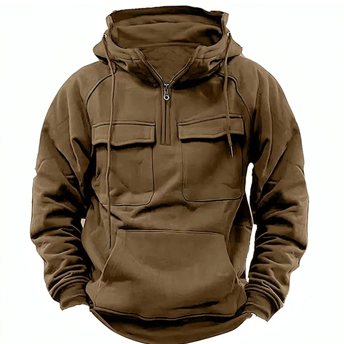 Men's Zip-Up Hoodie - Casual Drawstring Sweatshirt with Pocket